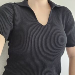 St. John's Bay Dark Ribbed Knit Top